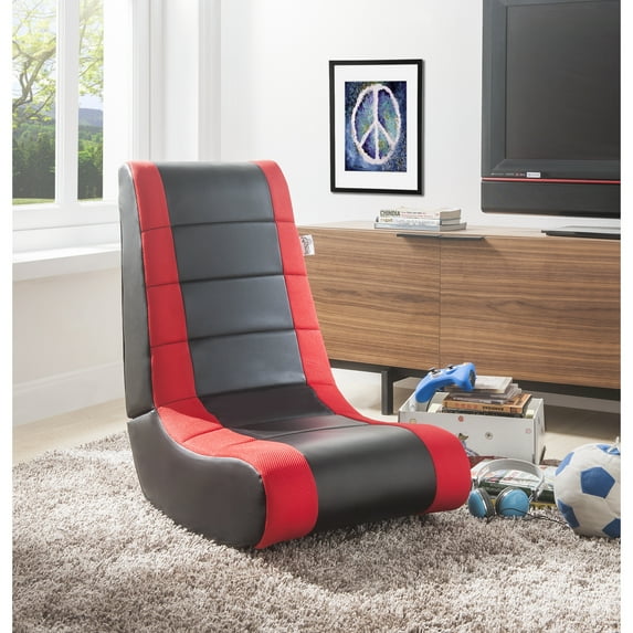 Loungie Rockme Video Gaming Rocker Chair For Kids, Teens, Adults, Boys Or Girls, Black/Red