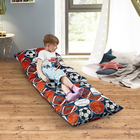 Loungie Sport Black Bean Bag Covers - Microfiber | Nap Mat | Requires 5 Standard Twin Size Pillows 88"x26"
