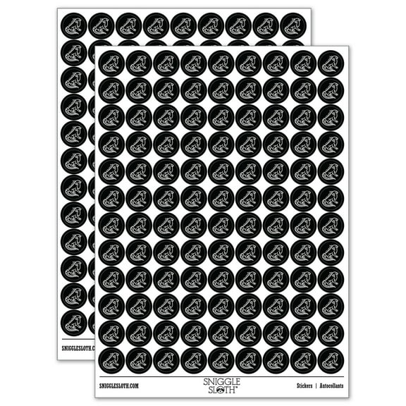 Lounging Lizard Iguana 200+ Round Stickers - Black - Gloss Finish - 0.50" Size