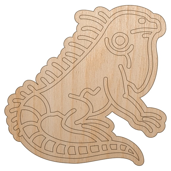 Lounging Lizard Iguana Wood Shape Unfinished Piece Cutout Craft DIY Projects - 4.70 Inch Size - 1/4 Inch Thick