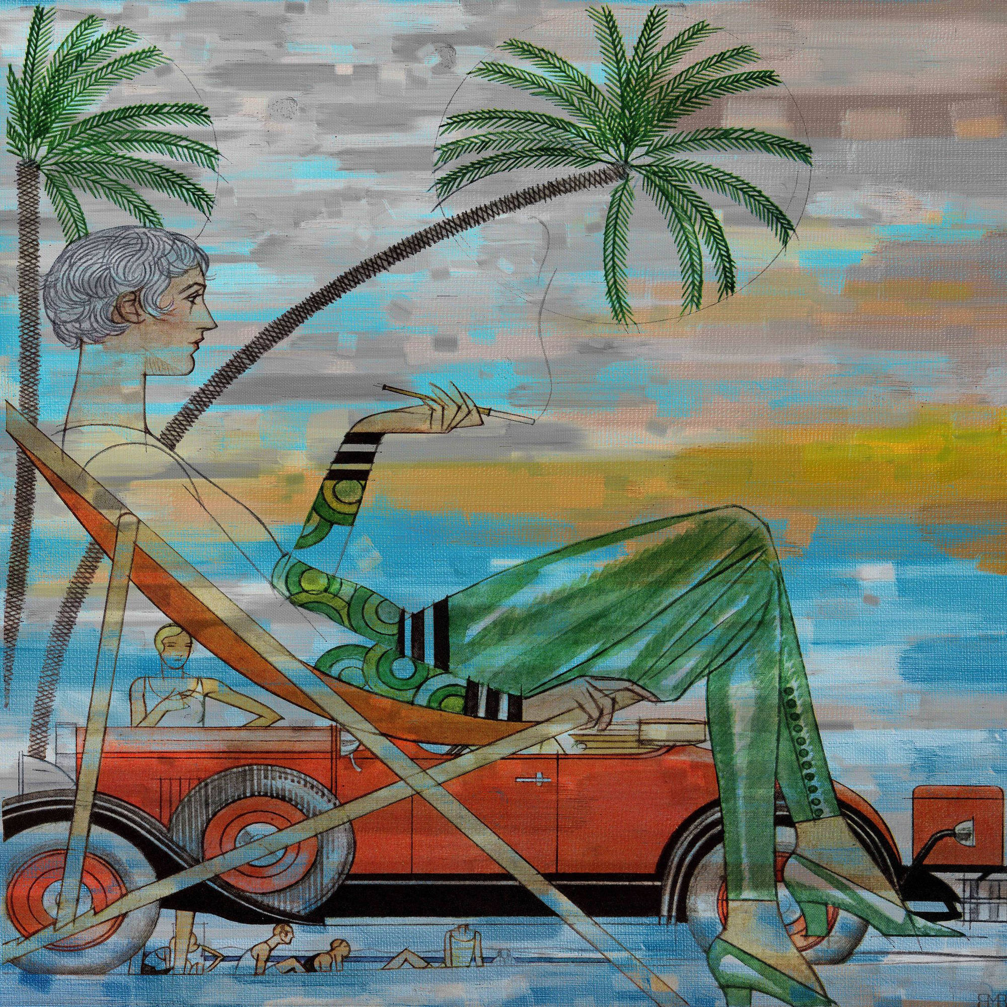 "Lounging" Painting Print on Canvas