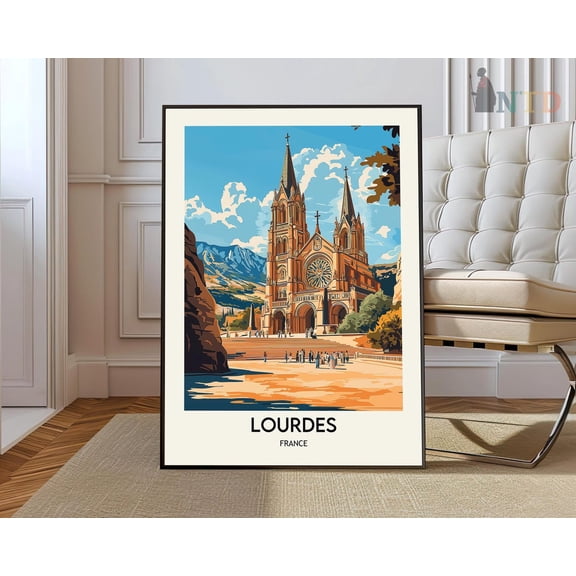 Lourdes France Pilgrimage Poster, Unframed Paper Poster 8x10in