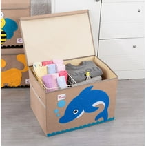Lousen Toy Box for Kids Cartoon Toy Box Chest with Lid Collapsible Sturdy Toy Storage Organizer Boxes