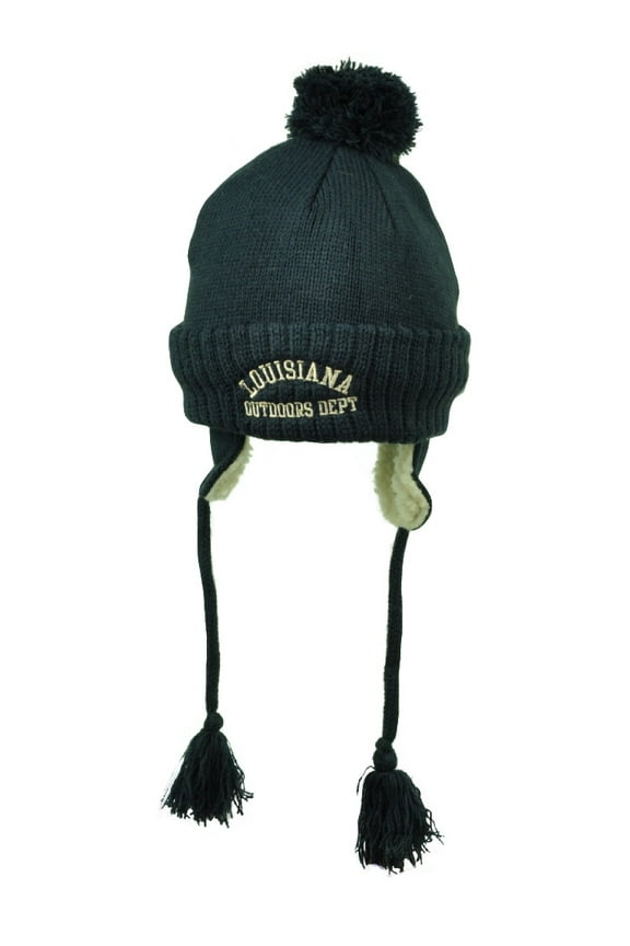 Lousiana State Knit Beanie Winter Navy Blue Peruvian Hat USA Pom Pom Tassel