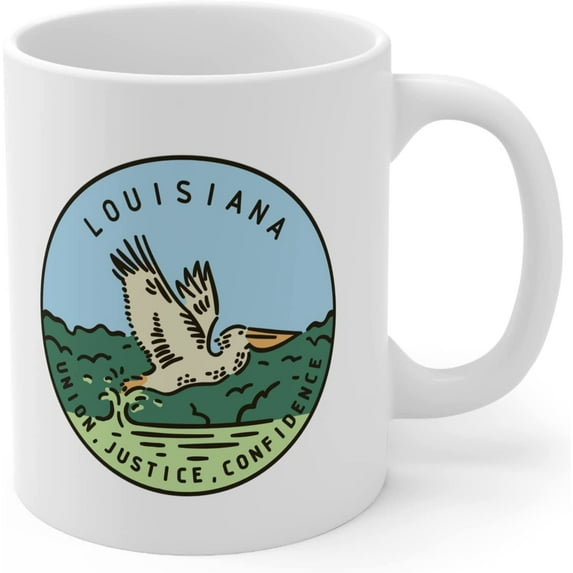 Lousiana State Motto Union, Justice and Confidence Coffee Mug 11 oz