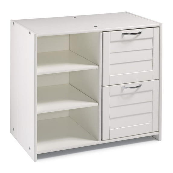 Donco Kids Louver 3 Shelf 2 Drawer Wooden Chest in White