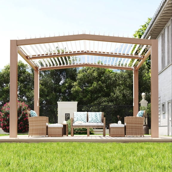 Louvered Pergola - 11'x13' Outdoor Pergolas with Adjustable Louvered Roof, Reinforced Aluminum Frame, Integrated Drainage System, Outdoor Gazebo for Deck, Patio, Backyard and Garden