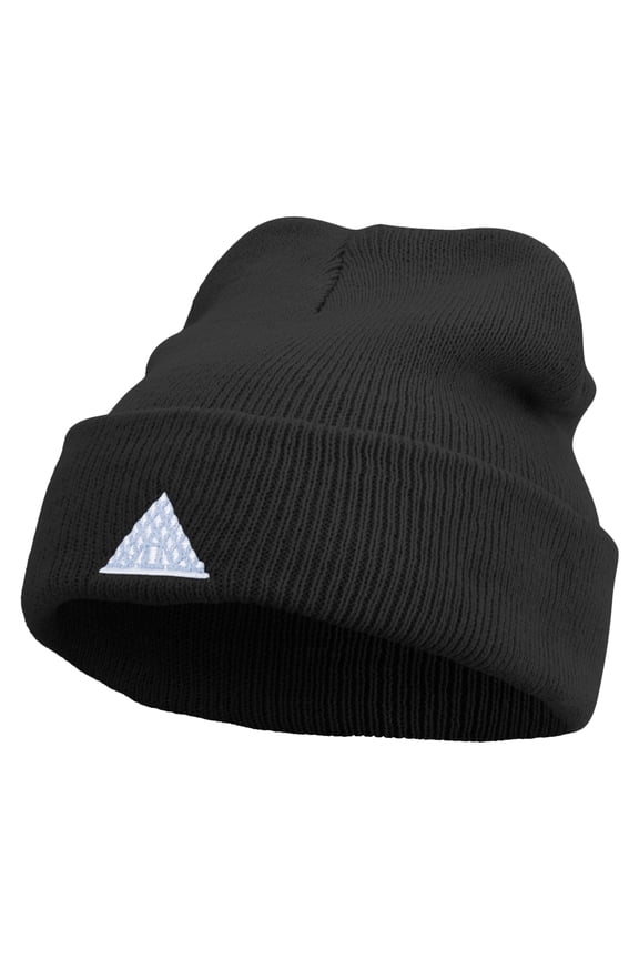Louvre Landmark Logo Embroidered Super Stretch Knit Watch Cap Beanie - Black OSFM
