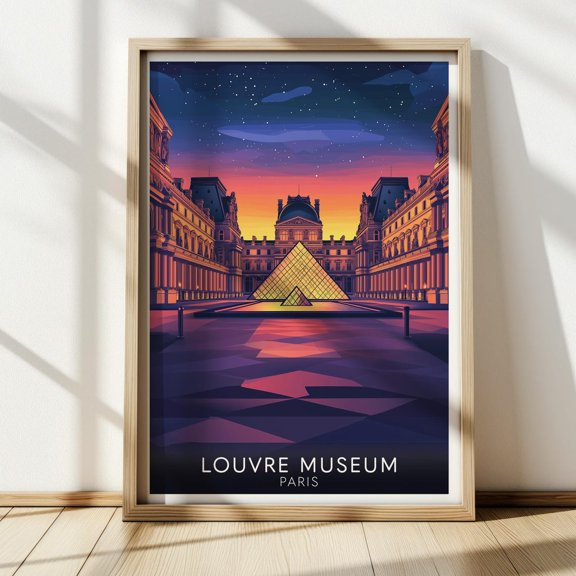 Louvre Museum Paris Vintage Travel Print France Wall Art Museum Decor Printable, Unframed Poster