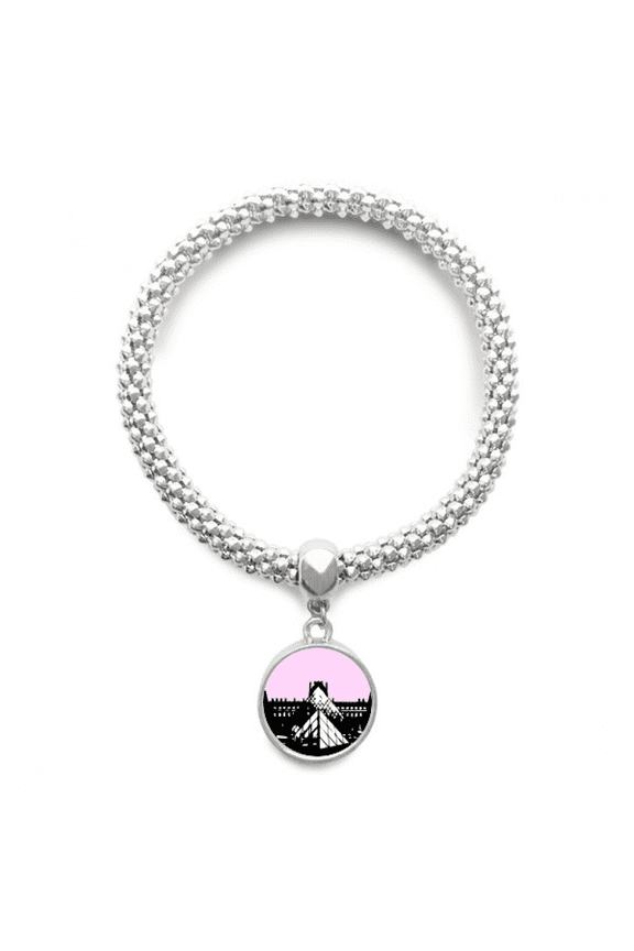 Louvre Museum Renaissance Seine Sliver Bracelet Pendant Jewelry Chain Adjustable Bangle