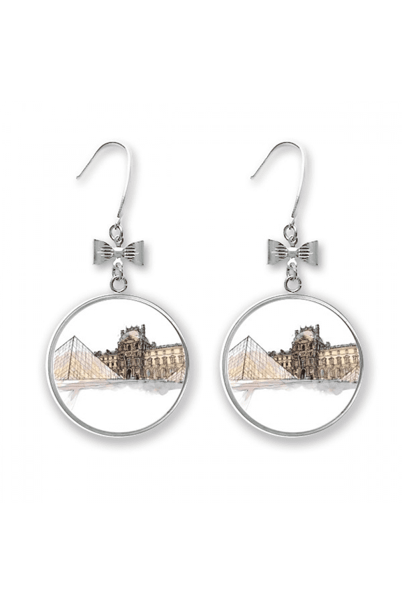 in Paris France Bow Earrings Drop Stud Pierced Hook