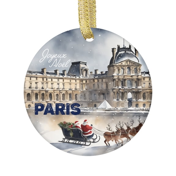 Louvre Paris France - French Travel Souvenir Landmark Museum Vacation Keepsake Ceramic Christmas Ornament Xmas Holiday Tree Gift