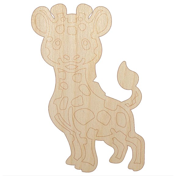 Lovable Giraffe African Zoo Animal Wood Shape Unfinished Piece Cutout Craft DIY Projects - 4.70 Inch Size - 1/8 Inch Thick