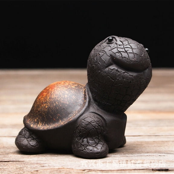 Lovable Small Tortoise Tea Pet Statues Chinese Yixing Zisha Black Mud Pottery