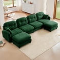 thumbnail image 1 of Lovableguy Chenille Modular Sectional Sofa with 2 Ottomans,Modern Upholstered 4 Seater Modular Cloud Couch with Deep Seat and Tufted Backrest,U-shaped Sofa for Living Room Apartment,Green, 1 of 9