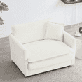 thumbnail image 1 of Lovableguy Chenille Oversized Accent Chair,Modern Upholstered Single Sofa with Deep Seat,1 Toss Pillow,Comfy Armchair for Living Room Bedroom Apartment,White, 1 of 8