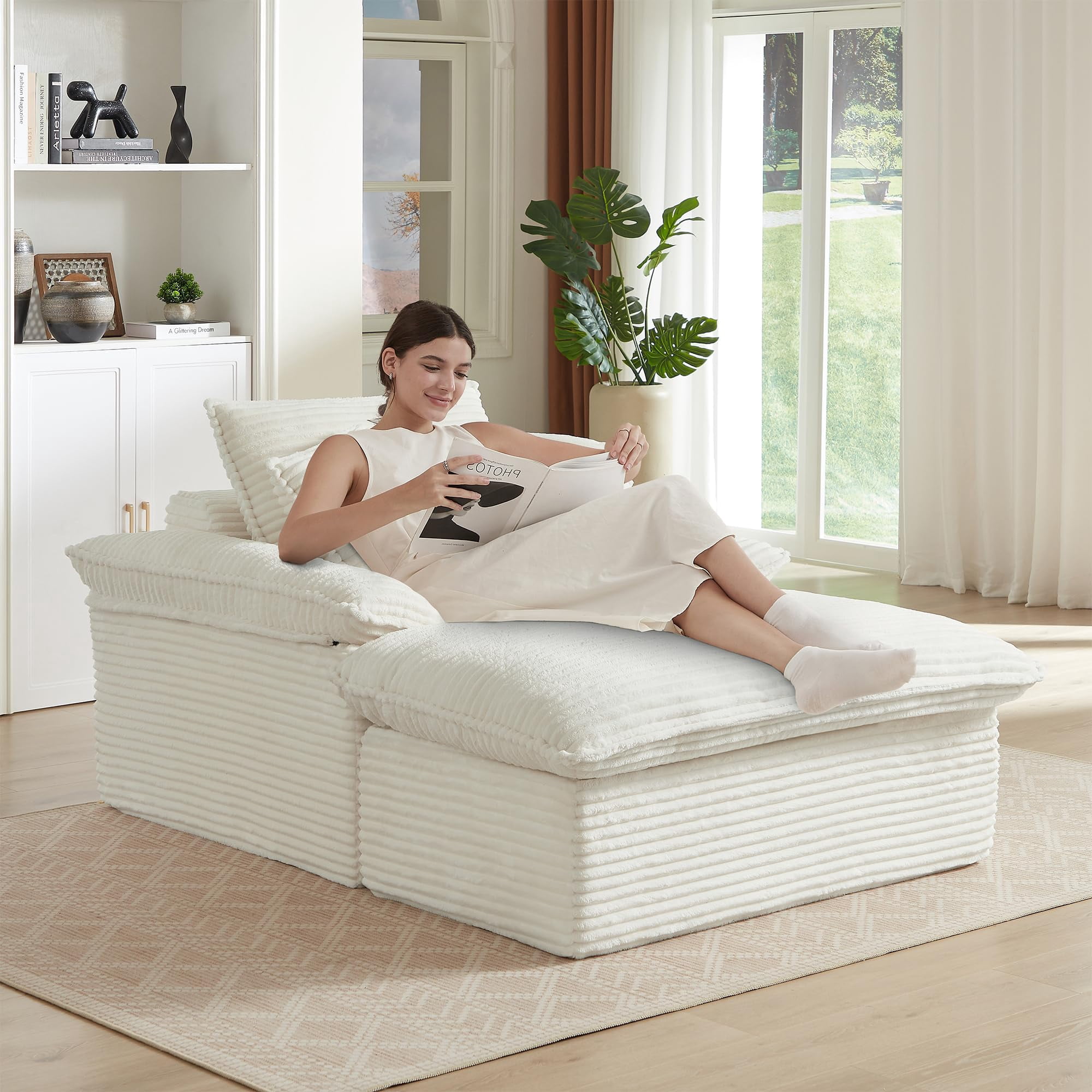 Lovableguy Chenille Oversized Chaise Lounge Chair Indoor with