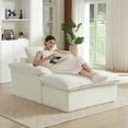 thumbnail image 1 of Lovableguy Chenille Oversized Chaise Lounge Chair Indoor with Ottoman,Corduroy Deep Seat Lounge Sofa Chair,Comfy Reading Chair for Living Room,Bedroom,White, 1 of 9