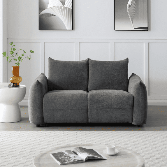 Lovableguy Linen Power Lift Love seat,Comfortable Loveseat Recliner Sofa with USB power,2 Seat Sofa Couch for Living Room, Bedroom and Office,Dark Grey