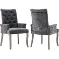 thumbnail image 1 of Lovableguy Mid Century Chenille Dining Chairs Set of 2,Upholstered Tufted Kitchen Side Chairs with Armrests and Solid Wood Frame & Legs,for Dining, Kitchen & Living Room,Gray, 1 of 8