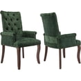 thumbnail image 1 of Lovableguy Mid Century Chenille Dining Chairs Set of 2,Upholstered Tufted Kitchen Side Chairs with Armrests and Solid Wood Frame & Legs,for Dining, Kitchen & Living Room,Olive green, 1 of 8