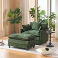 thumbnail image 1 of Lovableguy Modern Oversized Accent Chair with Ottoman,Chenille Deep Seat Upholstered Armchair,Comfy Single Sofa Couch for Living Room Bedroom Office Apartment,Green, 1 of 7