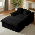 thumbnail image 1 of Lovableguy Modern Oversized Chaise Lounge Chair Indoor,Corduroy Deep seat Single Lounge Sofa with Ottoman,Sleeper Couch for Living Room,Bedroom,No Assembly Required,No Assembly Required,Black, 1 of 9