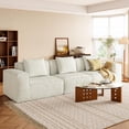thumbnail image 1 of Lovableguy Modern Oversized Compressed Sectional Sofa,Upholstered Modular Convertible Couch,Corduroy Full Sponge 3 Seater Sleeper Couch for Living Room,Bedroom,Apartment,No Assembly Required,White, 1 of 8
