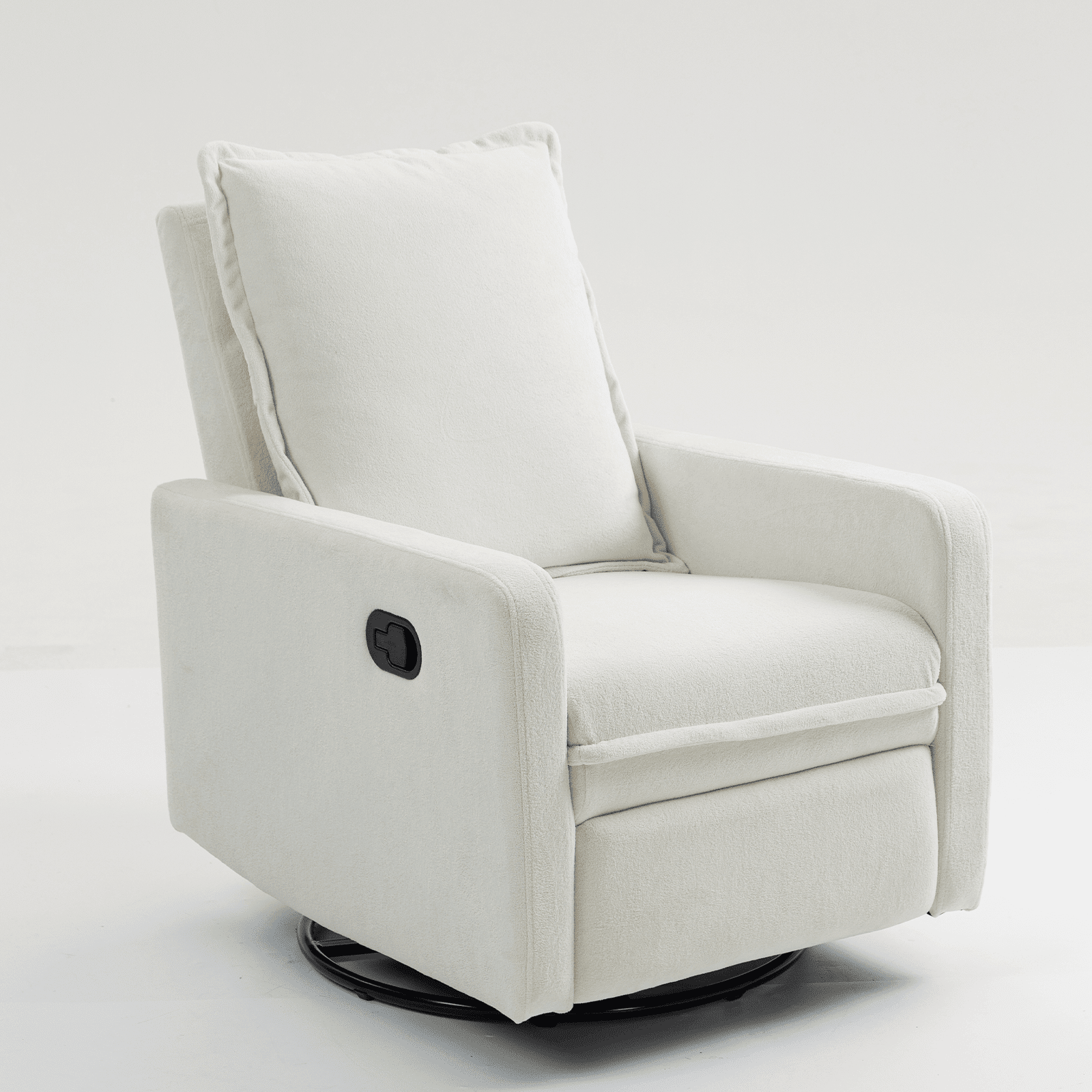 Lovableguy Modern Swivel Recliner Chair,Velvet Manual Button Nursery Glider Reclining Chair with Footrest,Comfy Upholstered Rocking Chair Living Room,Bedroom,White