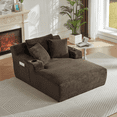 thumbnail image 1 of Lovableguy Oversized Chaise Lounge Chair Indoor,Comfy Deep seat Lounge Sofa with Cup Holders and Storage Pockets,Sleeper Sofa Bed for Living Room,Bedroom,No Assembly Required,Dark Brown, 1 of 7