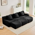 thumbnail image 1 of Lovableguy Oversized Modular Boneless Couch with 3 Movable Ottomans,Modern Teddy Deep Seat Sectional Sofa Set,Comfy 3 Seater Cloud Couch for Living Room Bedroom,Black, 1 of 10