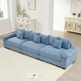 thumbnail image 1 of Lovableguy Oversized Sectional Sofa,Corduroy Upholstered 3-Seater Cloud Couch with Extra-Wide Armrests,Comfy Modular Couches for Living Room Bedroom Apartment,Blue, 1 of 8
