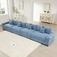thumbnail image 1 of Lovableguy Oversized Sectional Sofa,Corduroy Upholstered 4-Seater Cloud Couch with Extra-Wide Armrests,Comfy Modular Couches for Living Room Bedroom Apartment,Blue, 1 of 8