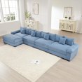 thumbnail image 1 of Lovableguy Oversized Sectional Sofa with Movable Ottoman,Corduroy L-Shaped Upholstered Cloud Couch,Comfy Modular Couches for Living Room Apartment,Blue, 1 of 8