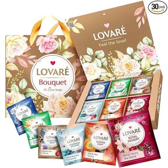 Lovare Bouquet Tea Collection 6 Flavors 30 Tea Bags 52.5G - Assorted Floral Infusions, Delightful Va