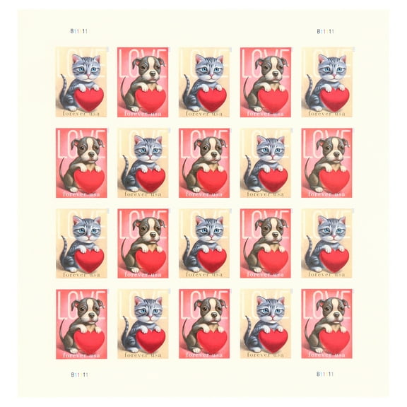 Love 2023 USPS Forever Postage Stamps 5 Sheets of 20 US Postal First Class Valentine Dog Cat Pet Wedding Celebration Anniversary Romance Party (100 Stamps)