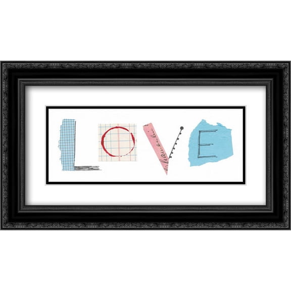 Love 2x Matted 24x14 Black Ornate Framed Art Print by Prahl, Courtney