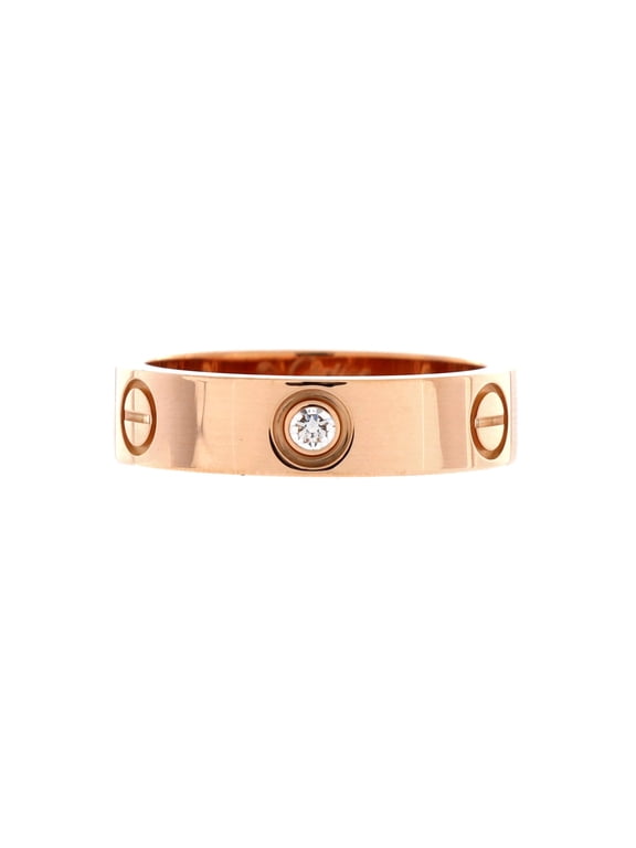 Love 3 Diamonds Band Ring 18K Rose Gold with Diamonds By Rebag