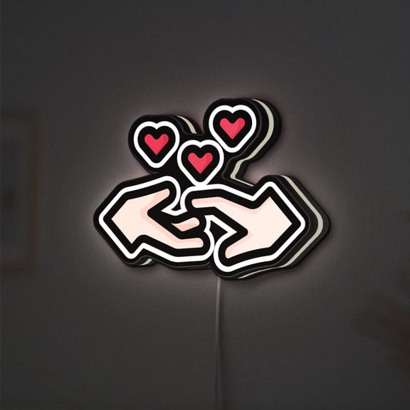 Love 3D Novelty Light Box, Heart Hands Wall Art, Romantic Decor for Couples and Special Occasions (Height 16 inch, 40cm)