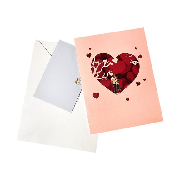 Love 3D Popup Tree Greeting Card Valentines Day Invitation Card for Festival New Year Holiday Party Message Card Wedding