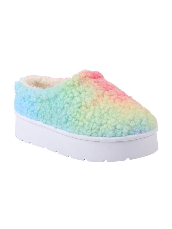 Little & Big Girls Teddy Sherpa Scuff Platform Slipper
