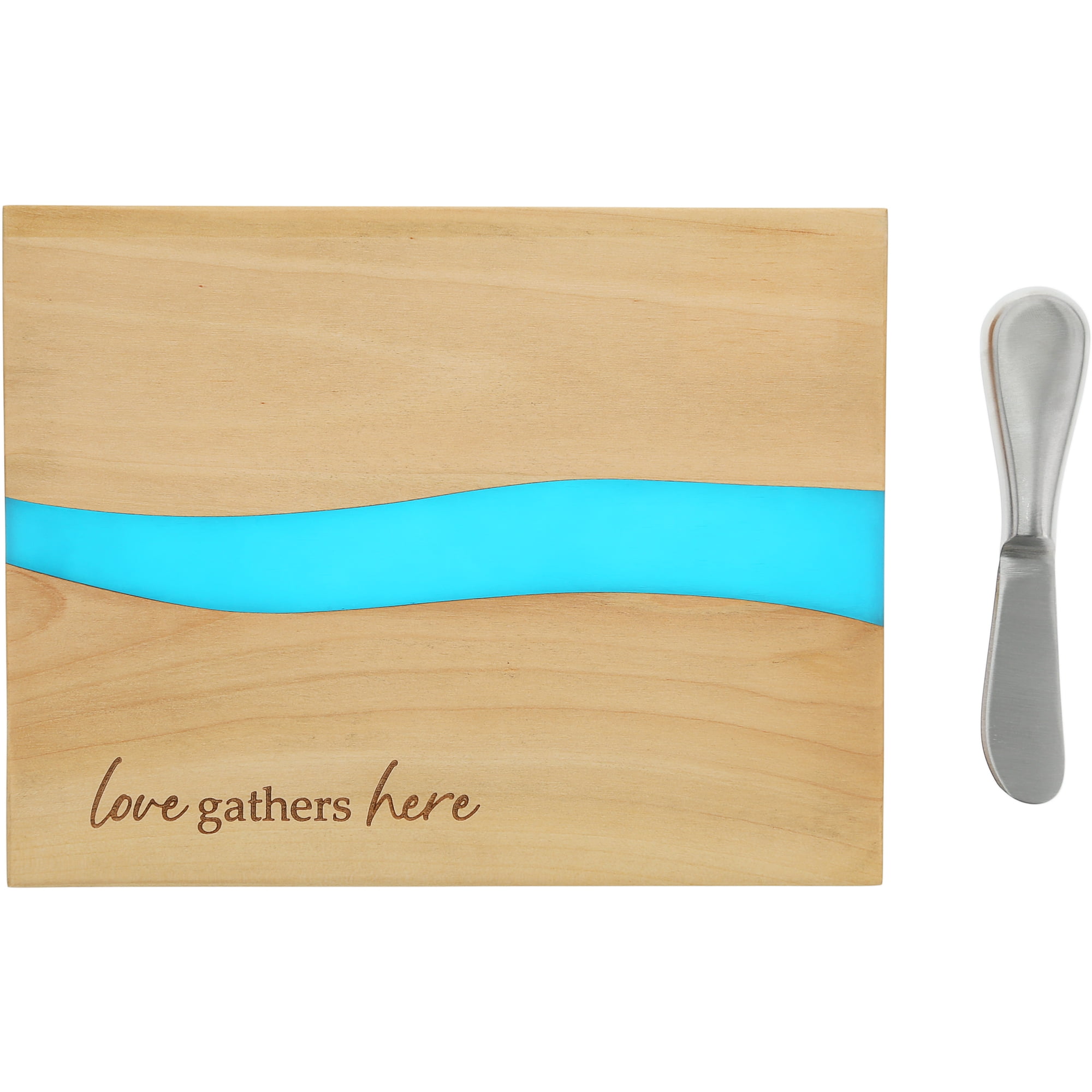 Pavilion Gift Company - Love - 9" Wood & Resin Cheese/Bread Board Set