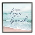 thumbnail image 1 of Love & A Beach Nautical Phrase Coastal Graphic Art Black Framed Art Print Wall Art, 1 of 7