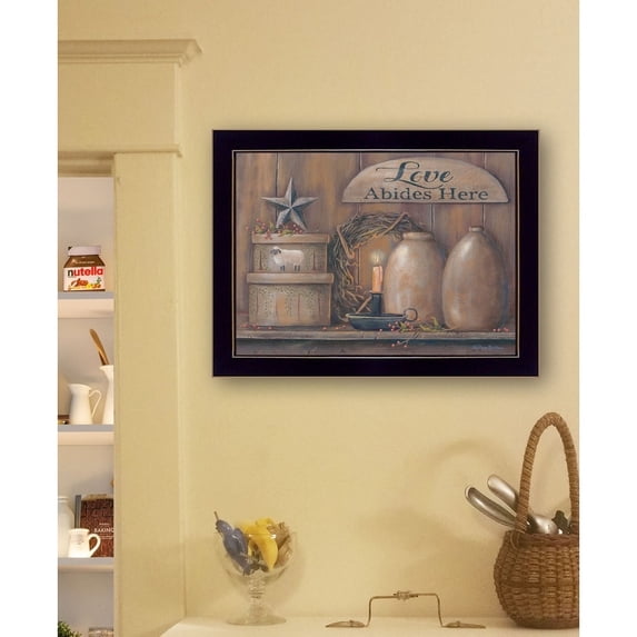 TrendyDecor4U Love Abides Here Shelf By Pam Britton Framed Print BR456-712