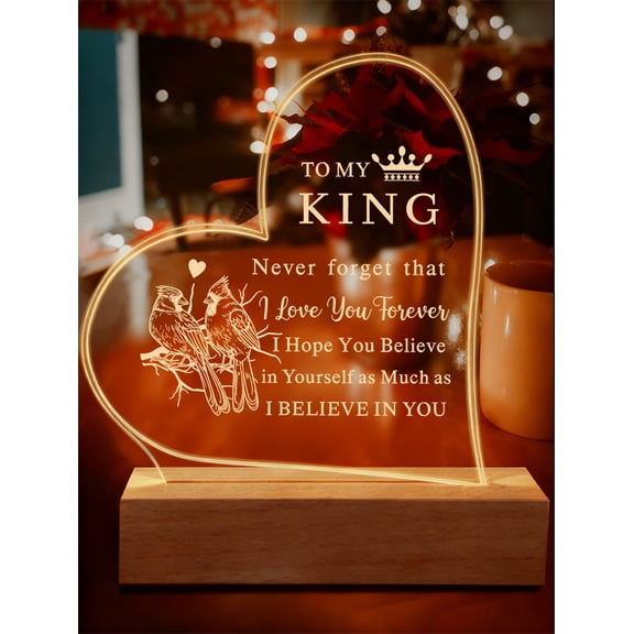 To My Love Acrylic Night Light Gift for Her Romantic Boyfriend Gifts LED Night Light Cute Gifts Ideas Anniversary Valentines Birthday Girlfriend Gift for Him Husband Wife Women Men (Crown)