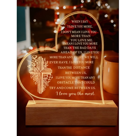 To My Love Acrylic Night Light Gift for Her Romantic Boyfriend Gifts LED Night Light Cute Gifts Ideas Anniversary Valentines Birthday Girlfriend Gift for Him Husband Wife Women Men (Love)