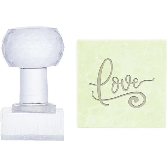 Love Acrylic Stamp Word Soap Embossing Stamp Soap Stamp with Handle Square Soap Chapter Imprint Stamp for DIY handcrafting