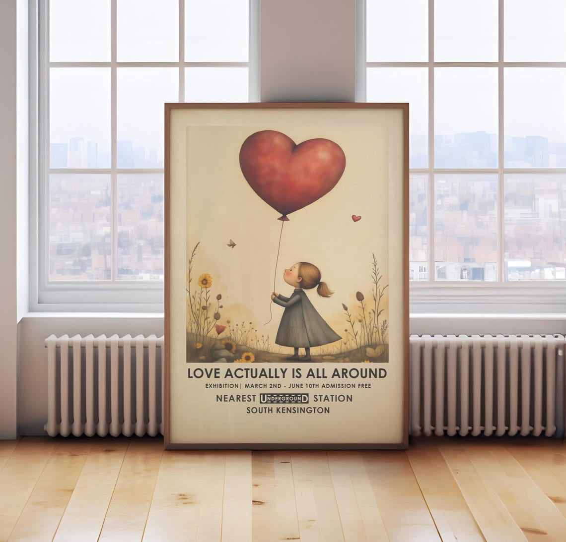 Love Actually Is All Around Girl Holding A Heart Balloon Nursery Wall ...
