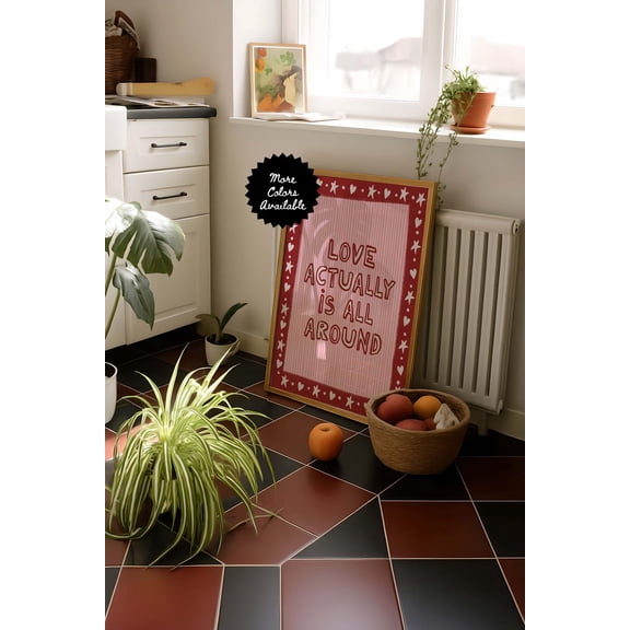 Love Actually Is All Around Print, Preppy Stripe Wall Art, Unframed Paper Poster 11x14in