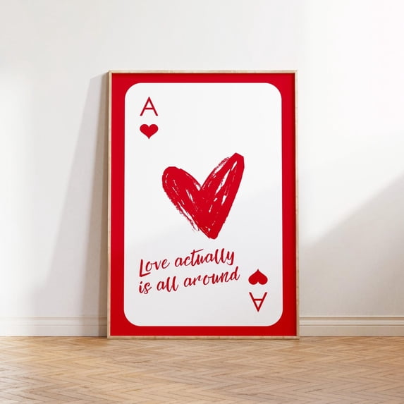 Love Actually Is All Around Red Ace Of Hearts Valentine Trendy Retro ...